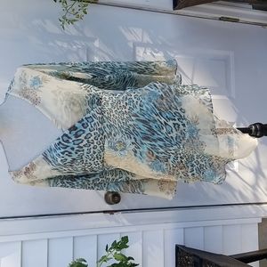 Lauren Max Swimsuit coverall women's sz XL Sheer long sleeve